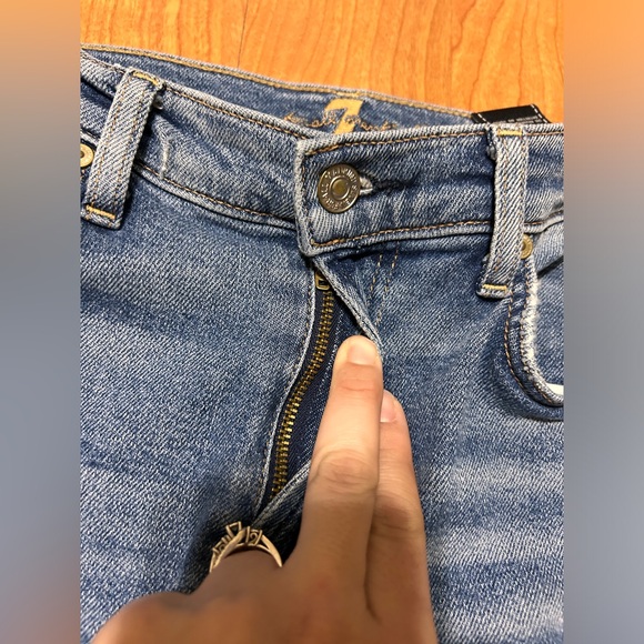 7 For All Mankind Jeans High Waist Ankle Skinny Silver Stripe Size 30 - Picture 4 of 13